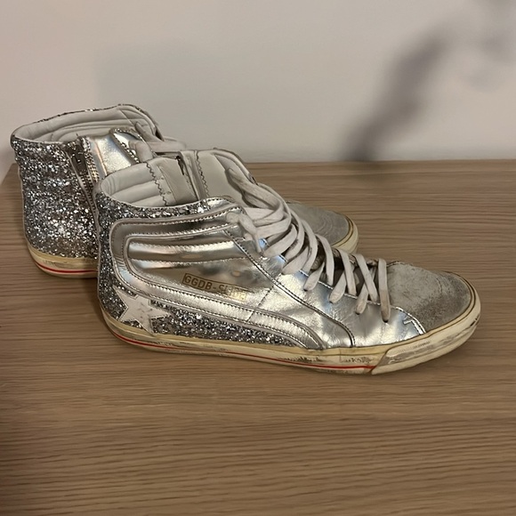 Golden Goose Women's Slide Glitter High Top Sneakers Size 41 - Picture 5 of 8